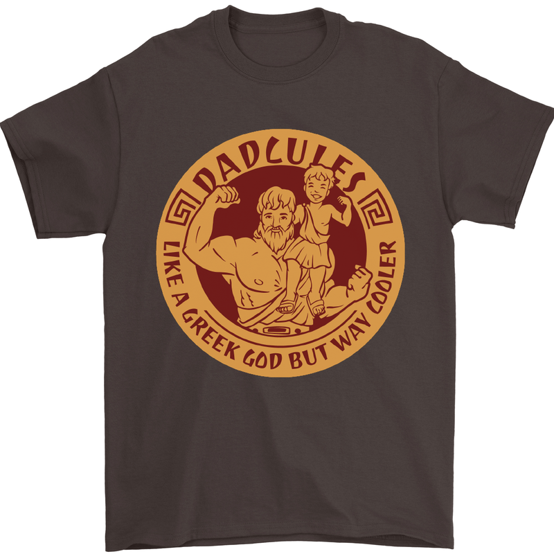 Dadcules Funny Fathers Day Gym Bodybuilding Mens T-Shirt Cotton Gildan Dark Chocolate