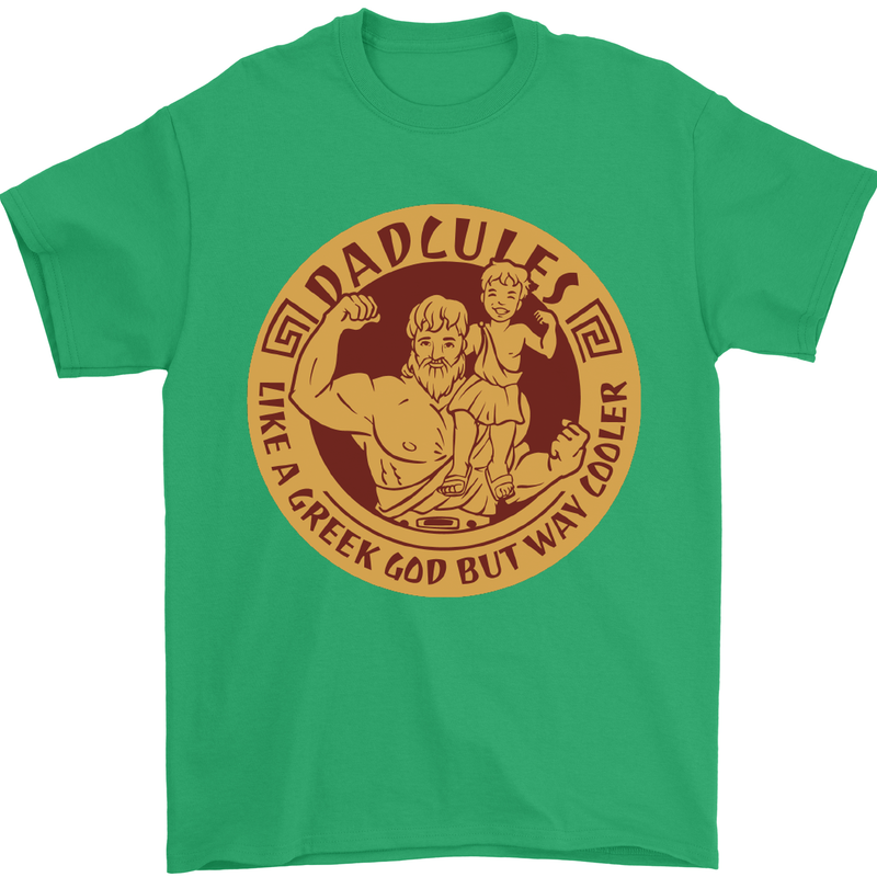 Dadcules Funny Fathers Day Gym Bodybuilding Mens T-Shirt Cotton Gildan Irish Green