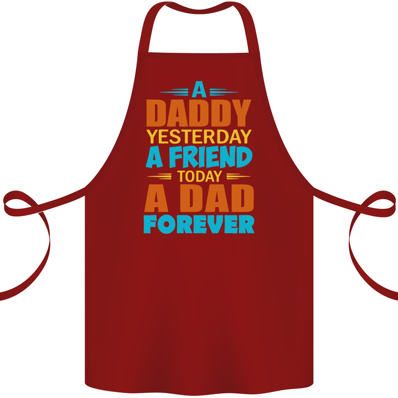 Daddy A Dad Forever Fathers Day Funny Cotton Apron 100% Organic Maroon