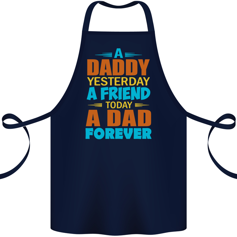 Daddy A Dad Forever Fathers Day Funny Cotton Apron 100% Organic Navy Blue