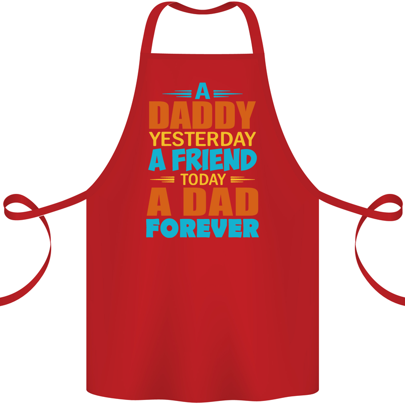 Daddy A Dad Forever Fathers Day Funny Cotton Apron 100% Organic Red