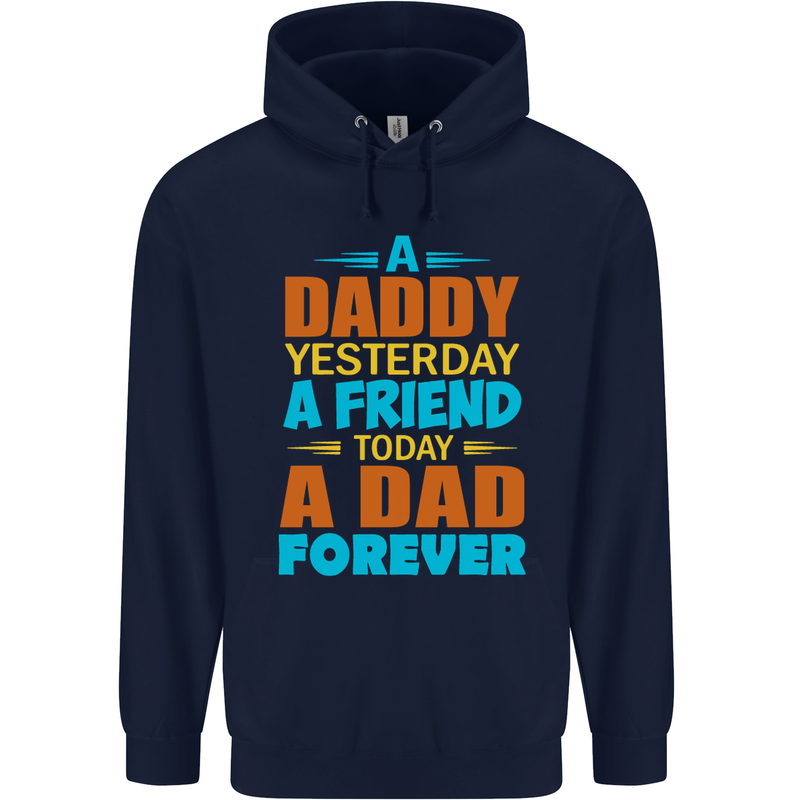 Daddy A Dad Forever Fathers Day Funny Mens 80% Cotton Hoodie Navy Blue