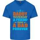 Daddy A Dad Forever Fathers Day Funny Mens V-Neck Cotton T-Shirt Royal Blue