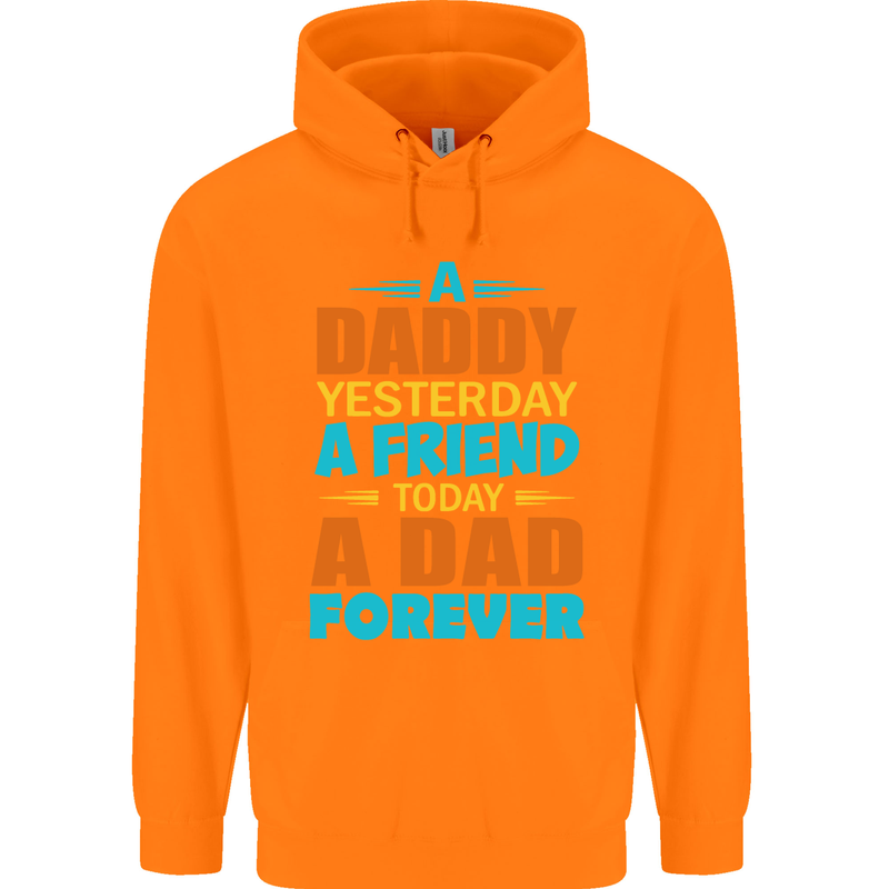 Daddy A Dad Forever Funny Fathers Day Mens 80% Cotton Hoodie Orange