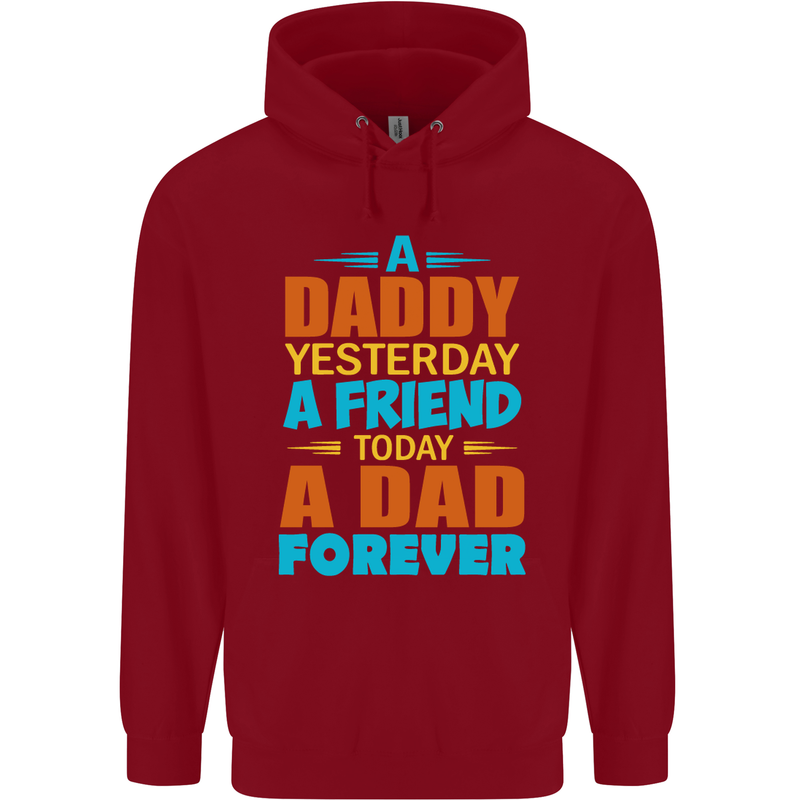 Daddy A Dad Forever Funny Fathers Day Mens 80% Cotton Hoodie Red