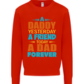Daddy A Dad Forever Funny Fathers Day Mens Sweatshirt Jumper Bright Red