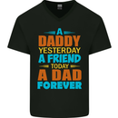 Daddy A Dad Forever Funny Fathers Day Mens V-Neck Cotton T-Shirt Black