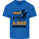 Daddy A Dad Forever Funny Fathers Day Mens V-Neck Cotton T-Shirt Royal Blue