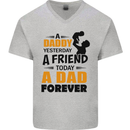 Daddy A Dad Forever Funny Fathers Day Mens V-Neck Cotton T-Shirt Sports Grey