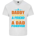 Daddy A Dad Forever Funny Fathers Day Mens V-Neck Cotton T-Shirt White