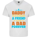 Daddy A Dad Forever Funny Fathers Day Mens V-Neck Cotton T-Shirt White