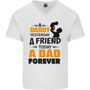 Daddy A Dad Forever Funny Fathers Day Mens V-Neck Cotton T-Shirt White