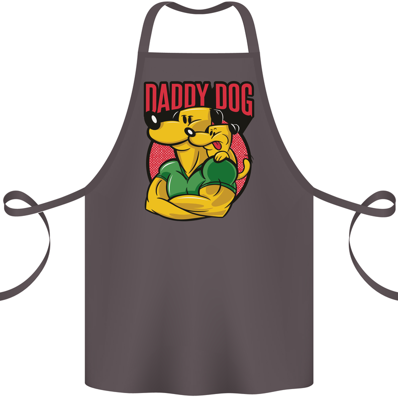 Daddy Dog Fathers Day Cotton Apron 100% Organic Dark Grey