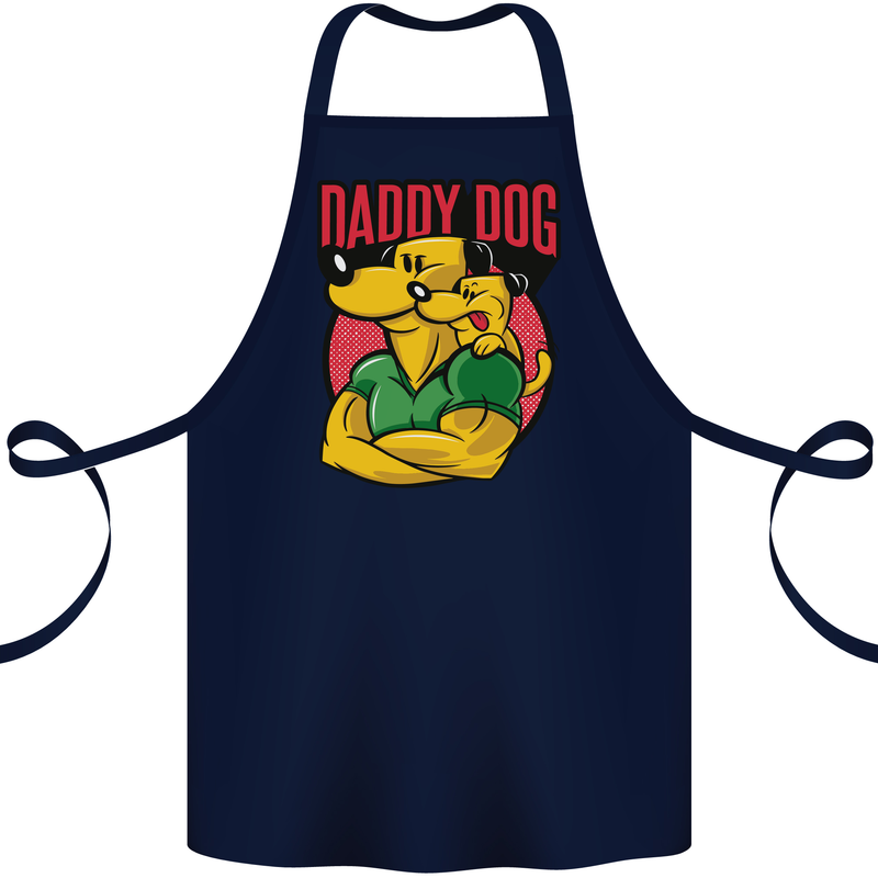 Daddy Dog Fathers Day Cotton Apron 100% Organic Navy Blue