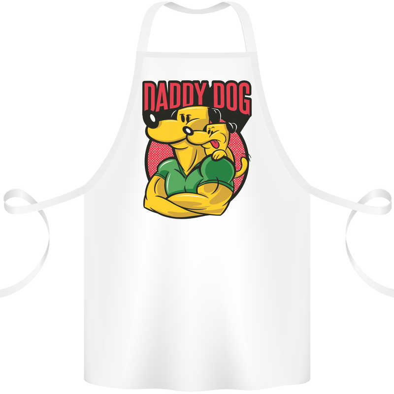 Daddy Dog Fathers Day Cotton Apron 100% Organic White