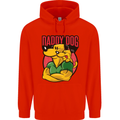 Daddy Dog Fathers Day Mens 80% Cotton Hoodie Bright Red