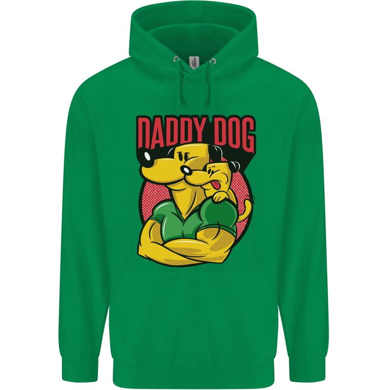 Daddy Dog Fathers Day Mens 80% Cotton Hoodie Irish Green