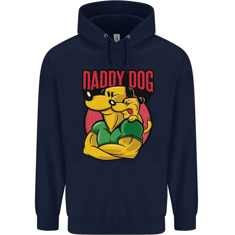 Daddy Dog Fathers Day Mens 80% Cotton Hoodie Navy Blue