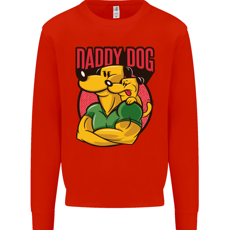Daddy Dog Fathers Day Mens Sweatshirt Jumper Bright Red