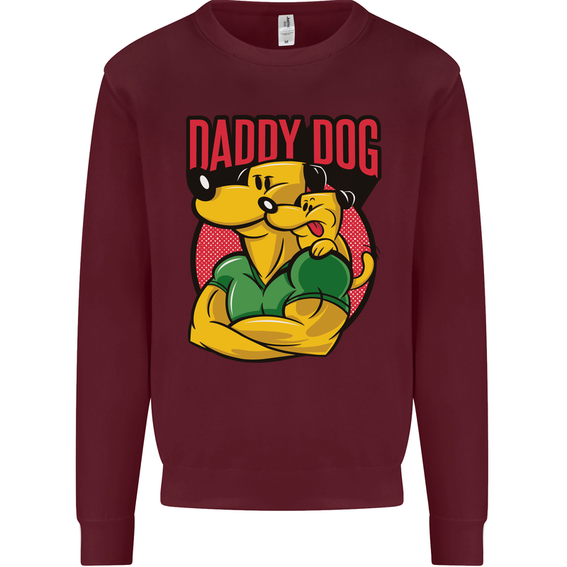 Daddy Dog Fathers Day Mens Sweatshirt Jumper Maroon