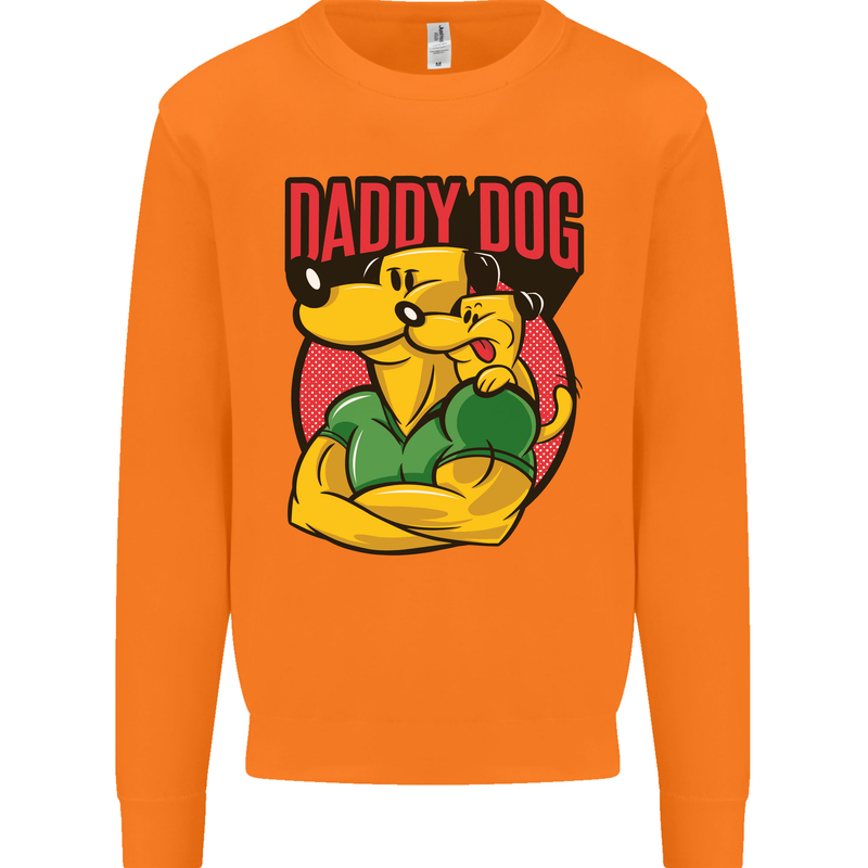 Daddy Dog Fathers Day Mens Sweatshirt Jumper Orange