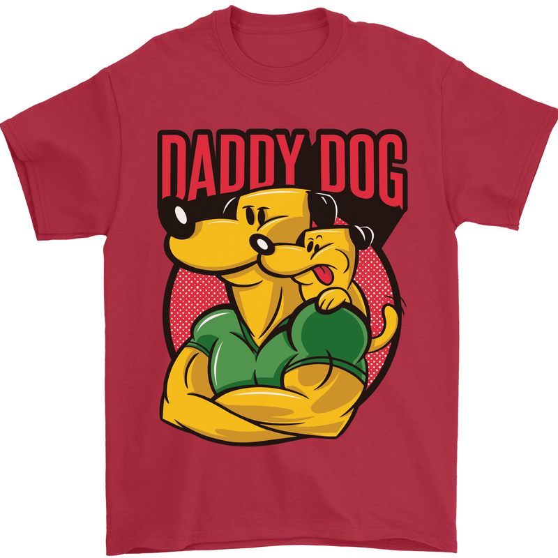 Daddy Dog Fathers Day Mens T-Shirt Cotton Gildan Red