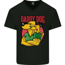 Daddy Dog Fathers Day Mens V-Neck Cotton T-Shirt Black