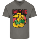 Daddy Dog Fathers Day Mens V-Neck Cotton T-Shirt Charcoal