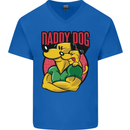 Daddy Dog Fathers Day Mens V-Neck Cotton T-Shirt Royal Blue