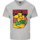 Daddy Dog Fathers Day Mens V-Neck Cotton T-Shirt Sports Grey