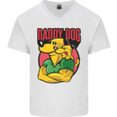 Daddy Dog Fathers Day Mens V-Neck Cotton T-Shirt White