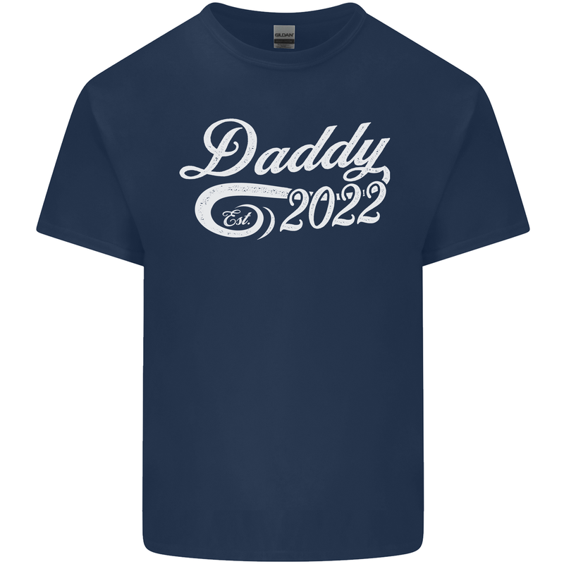 Daddy Est. 2022 Funny Father's Day Mens Cotton T-Shirt Tee Top Navy Blue