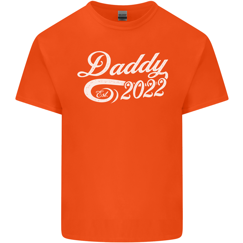 Daddy Est. 2022 Funny Father's Day Mens Cotton T-Shirt Tee Top Orange