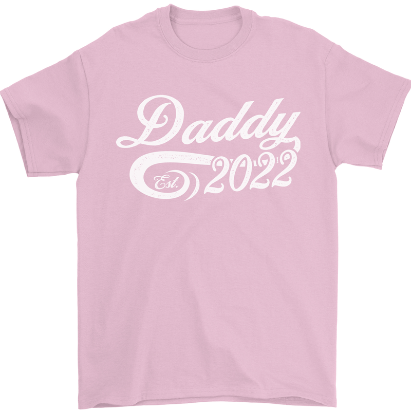 Daddy Est. 2022 Funny Father's Day Mens T-Shirt Cotton Gildan Light Pink