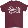 Daddy Est. 2022 Funny Father's Day Mens T-Shirt Cotton Gildan Maroon
