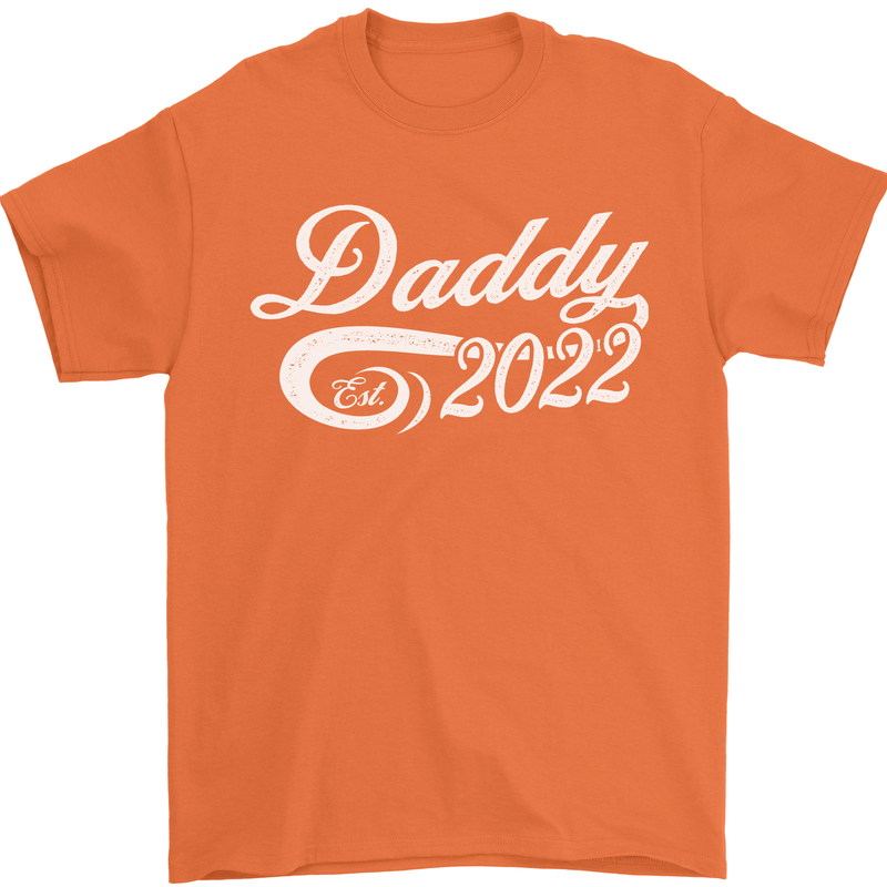 Daddy Est. 2022 Funny Father's Day Mens T-Shirt Cotton Gildan Orange