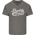 Daddy Est. 2022 Funny Father's Day Mens V-Neck Cotton T-Shirt Charcoal