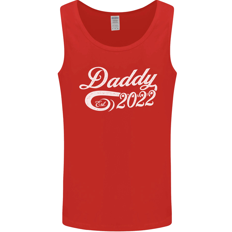 Daddy Est. 2022 Funny Father's Day Mens Vest Tank Top Red