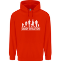 Daddy Evolution Fathers Day Mens 80% Cotton Hoodie Bright Red