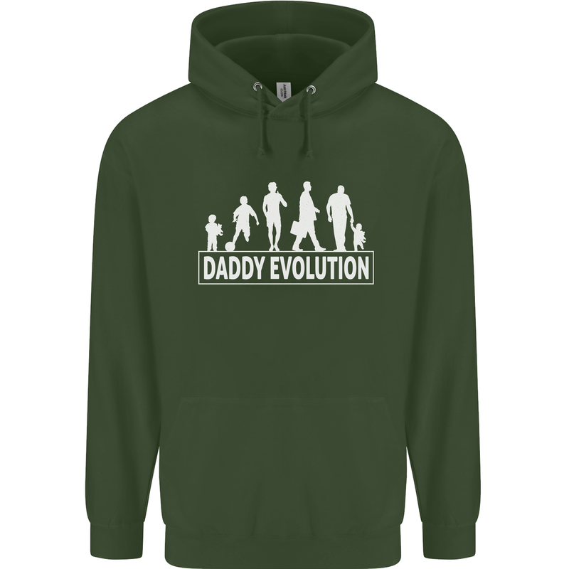 Daddy Evolution Fathers Day Mens 80% Cotton Hoodie Forest Green