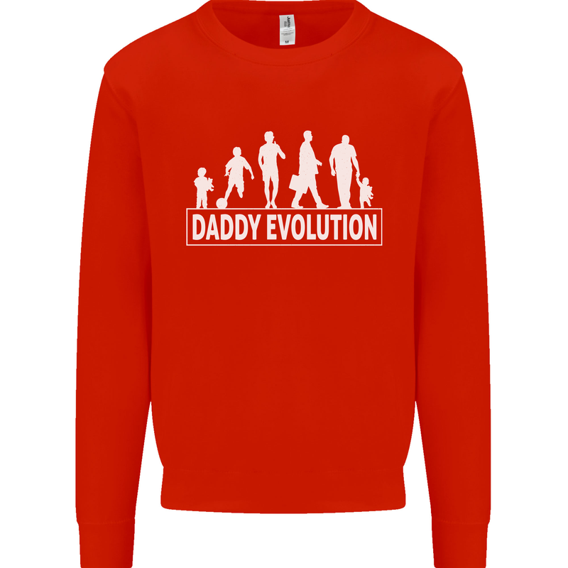 Daddy Evolution Fathers Day Mens Sweatshirt Jumper Bright Red