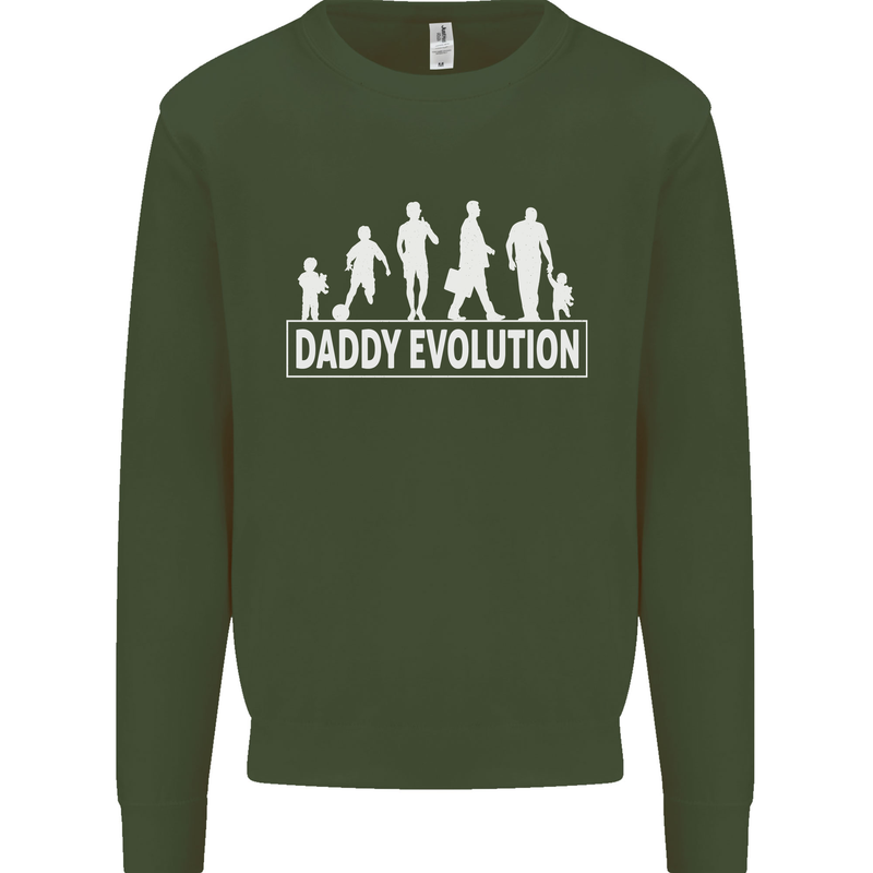 Daddy Evolution Fathers Day Mens Sweatshirt Jumper Forest Green