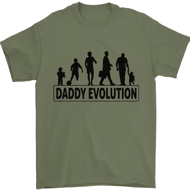 Daddy Evolution Fathers Day Mens T-Shirt Cotton Gildan Military Green