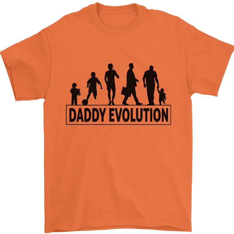 Daddy Evolution Fathers Day Mens T-Shirt Cotton Gildan Orange