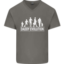 Daddy Evolution Fathers Day Mens V-Neck Cotton T-Shirt Charcoal