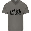 Daddy Evolution Fathers Day Mens V-Neck Cotton T-Shirt Charcoal