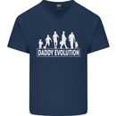 Daddy Evolution Fathers Day Mens V-Neck Cotton T-Shirt Navy Blue