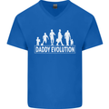Daddy Evolution Fathers Day Mens V-Neck Cotton T-Shirt Royal Blue