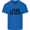 Daddy Evolution Fathers Day Mens V-Neck Cotton T-Shirt Royal Blue