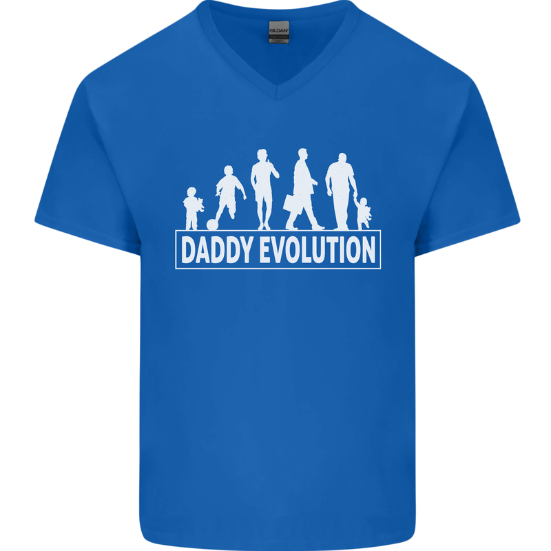Daddy Evolution Fathers Day Mens V-Neck Cotton T-Shirt Royal Blue